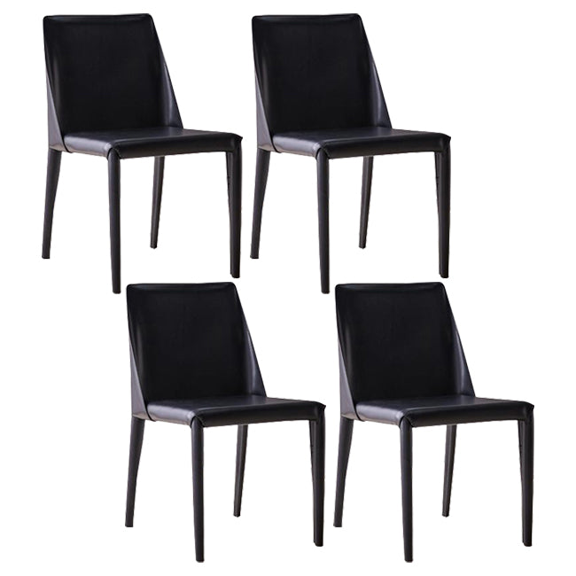 European Design Leather Chairs Solid Back Side Kitchen Dining Chair Set Black 4 Piece Set Clearhalo ' kitchen&dining_furn' 'Dining Chairs' 'Dining Tables & Seating' 'dining_chair' 'furn' 'furn_dining_chair' 'Furniture' 'furniture_dining_chair' 'Kitchen & Dining Furniture' 'kitchen' 4103743