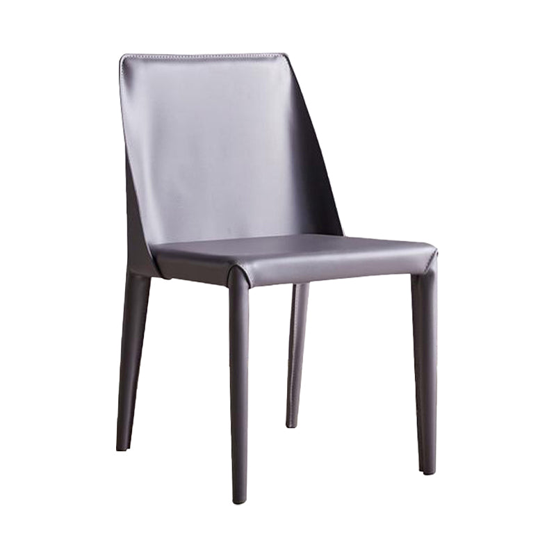 European Design Leather Chairs Solid Back Side Kitchen Dining Chair Set Dark Gray 1 Piece Clearhalo ' kitchen&dining_furn' 'Dining Chairs' 'Dining Tables & Seating' 'dining_chair' 'furn' 'furn_dining_chair' 'Furniture' 'furniture_dining_chair' 'Kitchen & Dining Furniture' 'kitchen' 4103745