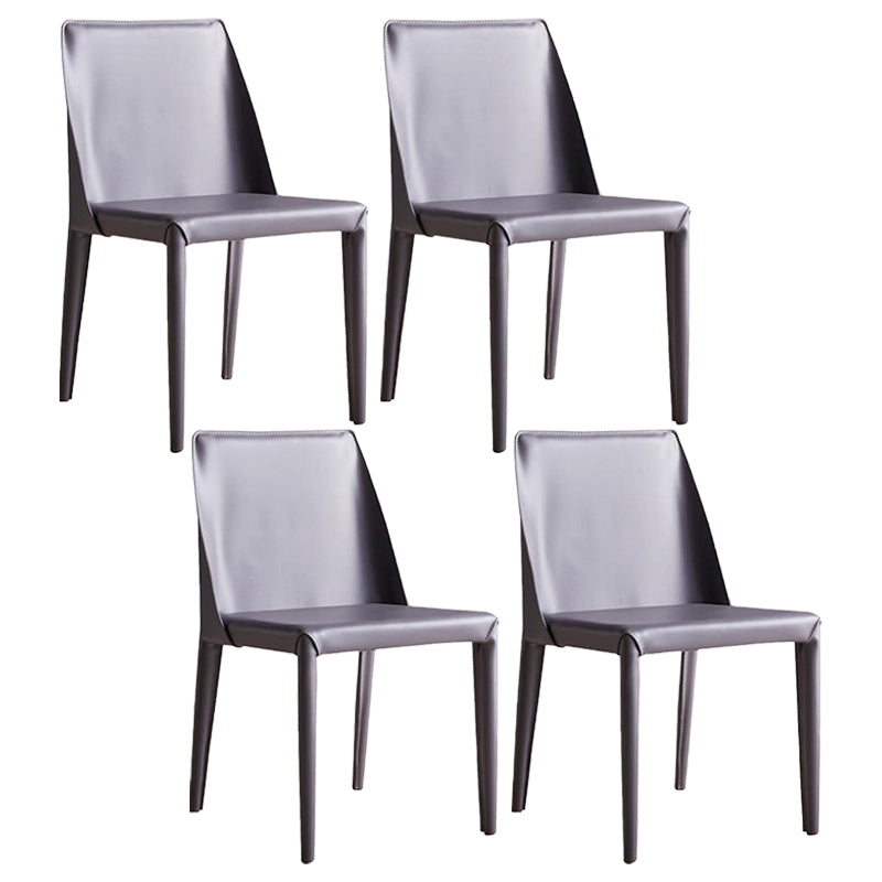 European Design Leather Chairs Solid Back Side Kitchen Dining Chair Set Dark Gray 4 Piece Set Clearhalo ' kitchen&dining_furn' 'Dining Chairs' 'Dining Tables & Seating' 'dining_chair' 'furn' 'furn_dining_chair' 'Furniture' 'furniture_dining_chair' 'Kitchen & Dining Furniture' 'kitchen' 4103750