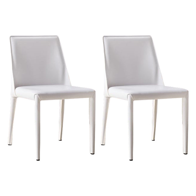 European Design Leather Chairs Solid Back Side Kitchen Dining Chair Set White 2 Piece Set Clearhalo ' kitchen&dining_furn' 'Dining Chairs' 'Dining Tables & Seating' 'dining_chair' 'furn' 'furn_dining_chair' 'Furniture' 'furniture_dining_chair' 'Kitchen & Dining Furniture' 'kitchen' 4103754