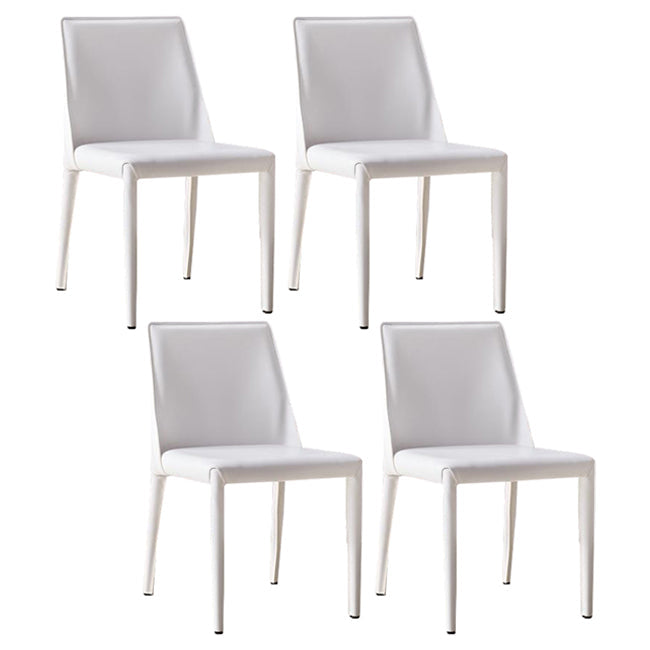 European Design Leather Chairs Solid Back Side Kitchen Dining Chair Set White 4 Piece Set Clearhalo ' kitchen&dining_furn' 'Dining Chairs' 'Dining Tables & Seating' 'dining_chair' 'furn' 'furn_dining_chair' 'Furniture' 'furniture_dining_chair' 'Kitchen & Dining Furniture' 'kitchen' 4103756