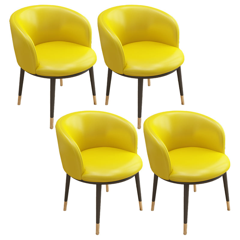 Scandinavian Side Chair Indoor Parsons Back Metal Upholstered Dining Room Chair Yellow 4 Piece Set Brass Gold Clearhalo ' kitchen&dining_furn' 'Dining Chairs' 'Dining Tables & Seating' 'dining_chair' 'furn' 'furn_dining_chair' 'Furniture' 'furniture_dining_chair' 'Kitchen & Dining Furniture' 'kitchen' 4103780