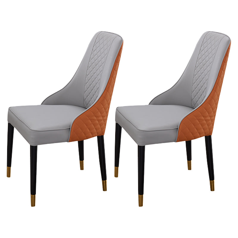 Scandinavian Style Metal Chair Kitchen Dining Parsons Chair (Set of 2) Orange-Gray Clearhalo ' kitchen&dining_furn' 'Dining Chairs' 'Dining Tables & Seating' 'dining_chair' 'furn' 'furn_dining_chair' 'Furniture' 'furniture_dining_chair' 'Kitchen & Dining Furniture' 'kitchen' 4103864