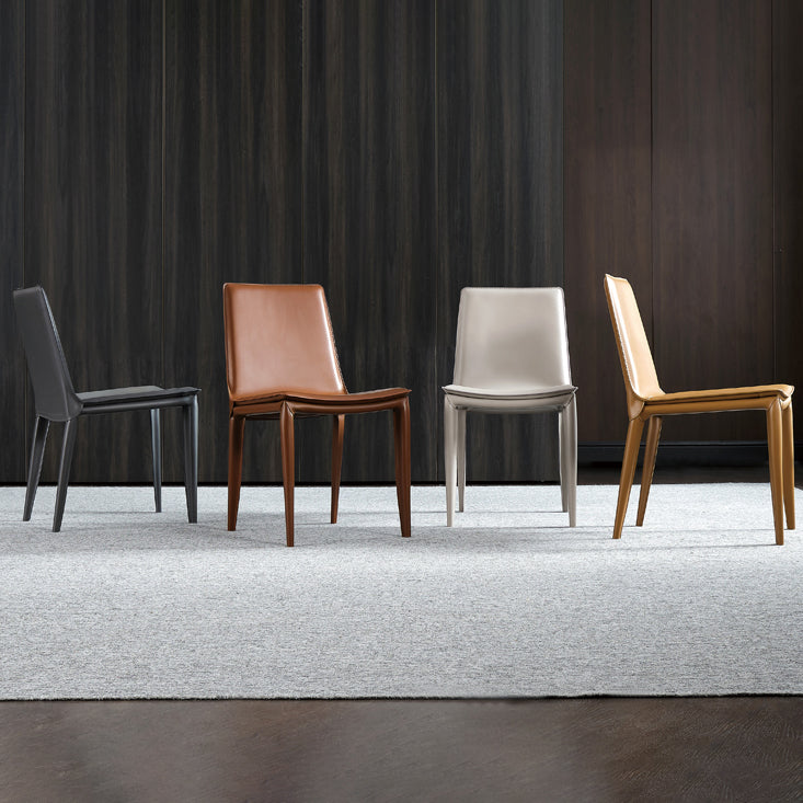 Simple Design Leather Chairs Dining Room Solid Back Side Chair (Set of 2) Clearhalo ' kitchen&dining_furn' 'Dining Chairs' 'Dining Tables & Seating' 'dining_chair' 'furn' 'furn_dining_chair' 'Furniture' 'furniture_dining_chair' 'Kitchen & Dining Furniture' 'kitchen' 4103874