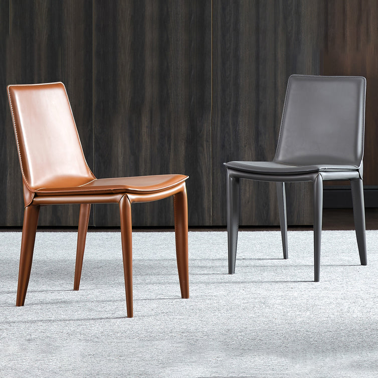 Simple Design Leather Chairs Dining Room Solid Back Side Chair (Set of 2) Clearhalo ' kitchen&dining_furn' 'Dining Chairs' 'Dining Tables & Seating' 'dining_chair' 'furn' 'furn_dining_chair' 'Furniture' 'furniture_dining_chair' 'Kitchen & Dining Furniture' 'kitchen' 4103879