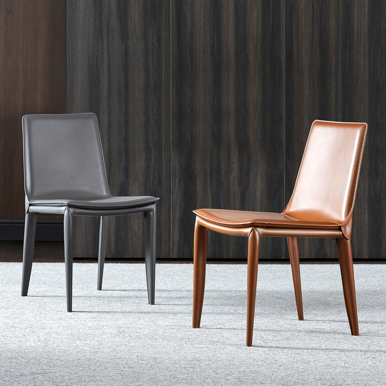 Simple Design Leather Chairs Dining Room Solid Back Side Chair (Set of 2) Clearhalo ' kitchen&dining_furn' 'Dining Chairs' 'Dining Tables & Seating' 'dining_chair' 'furn' 'furn_dining_chair' 'Furniture' 'furniture_dining_chair' 'Kitchen & Dining Furniture' 'kitchen' 4103881