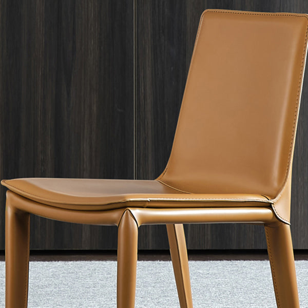 Simple Design Leather Chairs Dining Room Solid Back Side Chair (Set of 2) Clearhalo ' kitchen&dining_furn' 'Dining Chairs' 'Dining Tables & Seating' 'dining_chair' 'furn' 'furn_dining_chair' 'Furniture' 'furniture_dining_chair' 'Kitchen & Dining Furniture' 'kitchen' 4103884