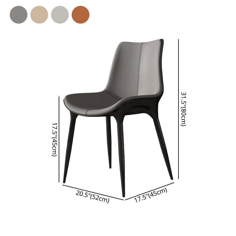 Modern Style Leather Dining Arm Chairs Solid Back Upholstered Chairs (Set of 2) Clearhalo ' kitchen&dining_furn' 'Dining Chairs' 'Dining Tables & Seating' 'dining_chair' 'furn' 'furn_dining_chair' 'Furniture' 'furniture_dining_chair' 'Kitchen & Dining Furniture' 'kitchen' 4103902