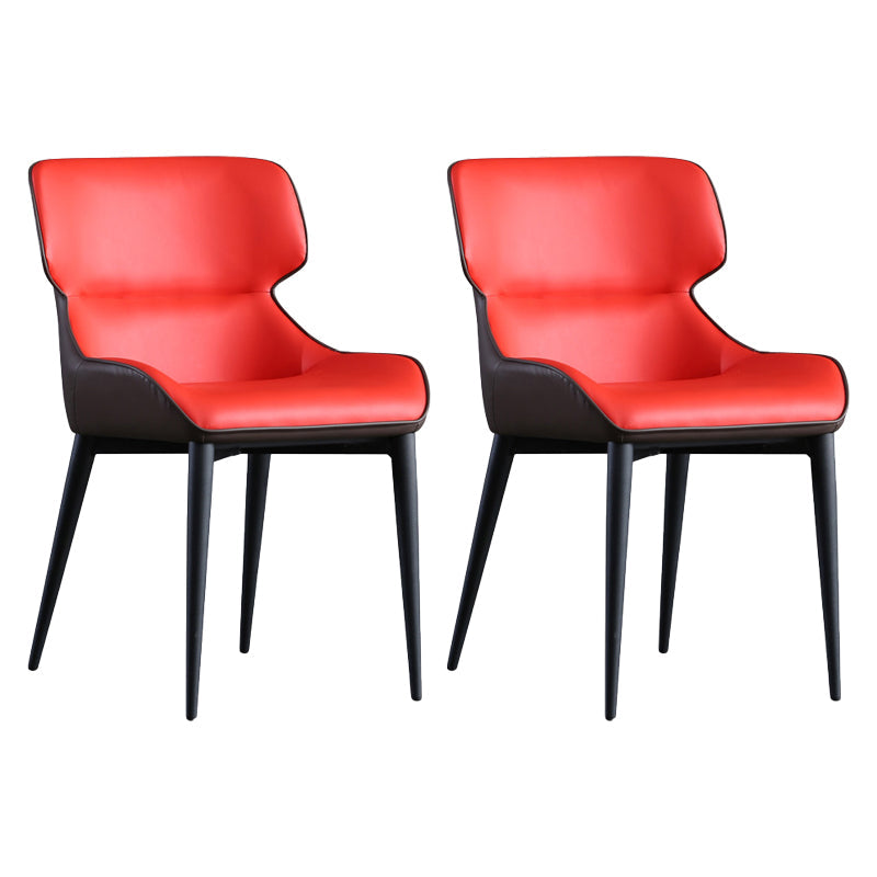 Industrial Home Arm Chair Wingback Metal Upholstered Dining Room Chair (Set of 2) Red Brown Clearhalo ' kitchen&dining_furn' 'Dining Chairs' 'Dining Tables & Seating' 'dining_chair' 'furn' 'furn_dining_chair' 'Furniture' 'furniture_dining_chair' 'Kitchen & Dining Furniture' 'kitchen' 4103904