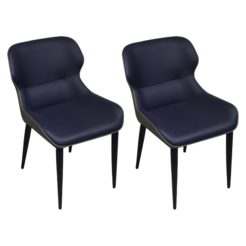 Industrial Home Arm Chair Wingback Metal Upholstered Dining Room Chair (Set of 2) Dark Blue Clearhalo ' kitchen&dining_furn' 'Dining Chairs' 'Dining Tables & Seating' 'dining_chair' 'furn' 'furn_dining_chair' 'Furniture' 'furniture_dining_chair' 'Kitchen & Dining Furniture' 'kitchen' 4103905