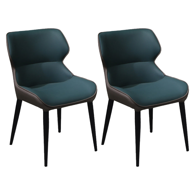 Industrial Home Arm Chair Wingback Metal Upholstered Dining Room Chair (Set of 2) Blackish Green Clearhalo ' kitchen&dining_furn' 'Dining Chairs' 'Dining Tables & Seating' 'dining_chair' 'furn' 'furn_dining_chair' 'Furniture' 'furniture_dining_chair' 'Kitchen & Dining Furniture' 'kitchen' 4103910