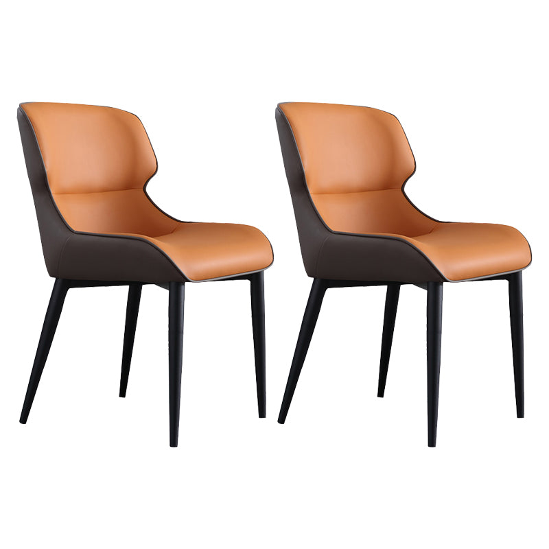 Industrial Home Arm Chair Wingback Metal Upholstered Dining Room Chair (Set of 2) Orange Clearhalo ' kitchen&dining_furn' 'Dining Chairs' 'Dining Tables & Seating' 'dining_chair' 'furn' 'furn_dining_chair' 'Furniture' 'furniture_dining_chair' 'Kitchen & Dining Furniture' 'kitchen' 4103912