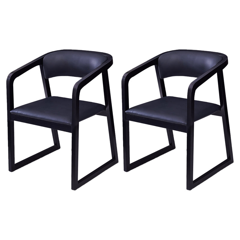 Contemporary Style Wood Side Dining Chairs Open Back Dining Side Chairs (Set of 2) Black Clearhalo ' kitchen&dining_furn' 'Dining Chairs' 'Dining Tables & Seating' 'dining_chair' 'furn' 'furn_dining_chair' 'Furniture' 'furniture_dining_chair' 'Kitchen & Dining Furniture' 'kitchen' 4103924