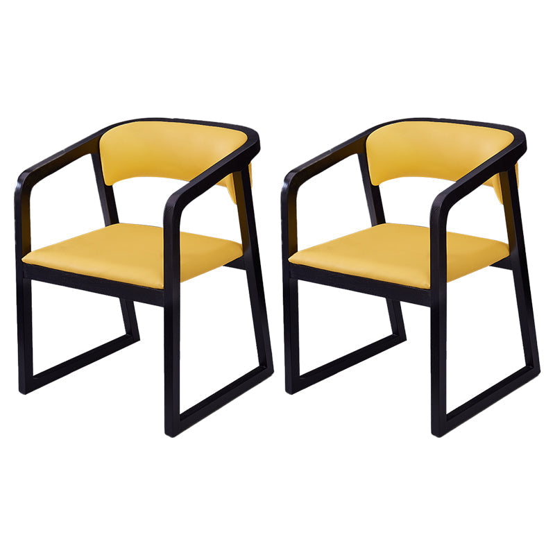Contemporary Style Wood Side Dining Chairs Open Back Dining Side Chairs (Set of 2) Yellow Clearhalo ' kitchen&dining_furn' 'Dining Chairs' 'Dining Tables & Seating' 'dining_chair' 'furn' 'furn_dining_chair' 'Furniture' 'furniture_dining_chair' 'Kitchen & Dining Furniture' 'kitchen' 4103931