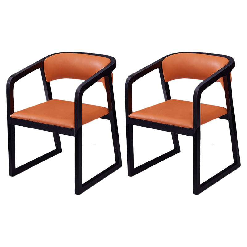 Contemporary Style Wood Side Dining Chairs Open Back Dining Side Chairs (Set of 2) Orange Clearhalo ' kitchen&dining_furn' 'Dining Chairs' 'Dining Tables & Seating' 'dining_chair' 'furn' 'furn_dining_chair' 'Furniture' 'furniture_dining_chair' 'Kitchen & Dining Furniture' 'kitchen' 4103935