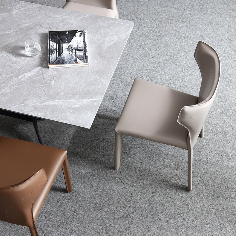 Designer Style Saddle Leather Home Side Chair Matte Finish Wingback Dining Chair (Set of 2) Clearhalo ' kitchen&dining_furn' 'Dining Chairs' 'Dining Tables & Seating' 'dining_chair' 'furn' 'furn_dining_chair' 'Furniture' 'furniture_dining_chair' 'Kitchen & Dining Furniture' 'kitchen' 4103970