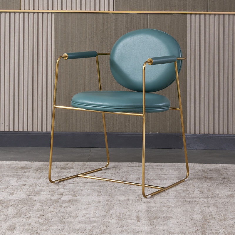 Modern Style Home Arm Chair Open Back Metal Upholstered Dining Room Chair Clearhalo ' kitchen&dining_furn' 'Dining Chairs' 'Dining Tables & Seating' 'dining_chair' 'furn' 'furn_dining_chair' 'Furniture' 'furniture_dining_chair' 'Kitchen & Dining Furniture' 'kitchen' 4103972