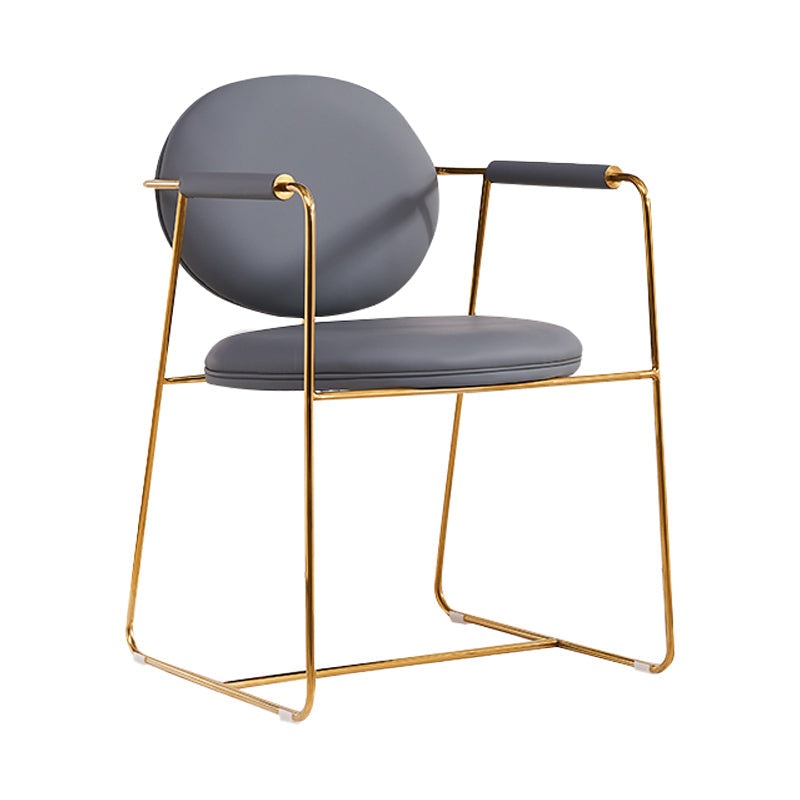 Modern Style Home Arm Chair Open Back Metal Upholstered Dining Room Chair Grey 1 Piece Clearhalo ' kitchen&dining_furn' 'Dining Chairs' 'Dining Tables & Seating' 'dining_chair' 'furn' 'furn_dining_chair' 'Furniture' 'furniture_dining_chair' 'Kitchen & Dining Furniture' 'kitchen' 4103973