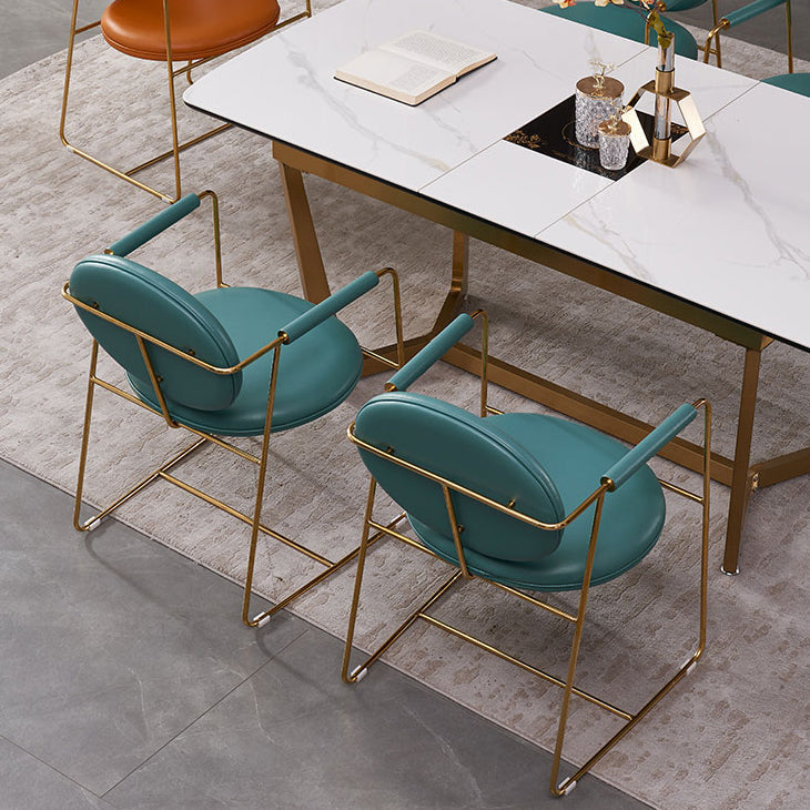 Modern Style Home Arm Chair Open Back Metal Upholstered Dining Room Chair Clearhalo ' kitchen&dining_furn' 'Dining Chairs' 'Dining Tables & Seating' 'dining_chair' 'furn' 'furn_dining_chair' 'Furniture' 'furniture_dining_chair' 'Kitchen & Dining Furniture' 'kitchen' 4103976