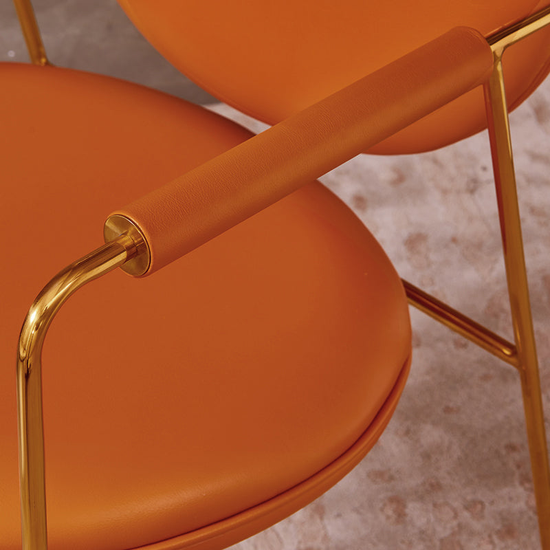 Modern Style Home Arm Chair Open Back Metal Upholstered Dining Room Chair Clearhalo ' kitchen&dining_furn' 'Dining Chairs' 'Dining Tables & Seating' 'dining_chair' 'furn' 'furn_dining_chair' 'Furniture' 'furniture_dining_chair' 'Kitchen & Dining Furniture' 'kitchen' 4103978