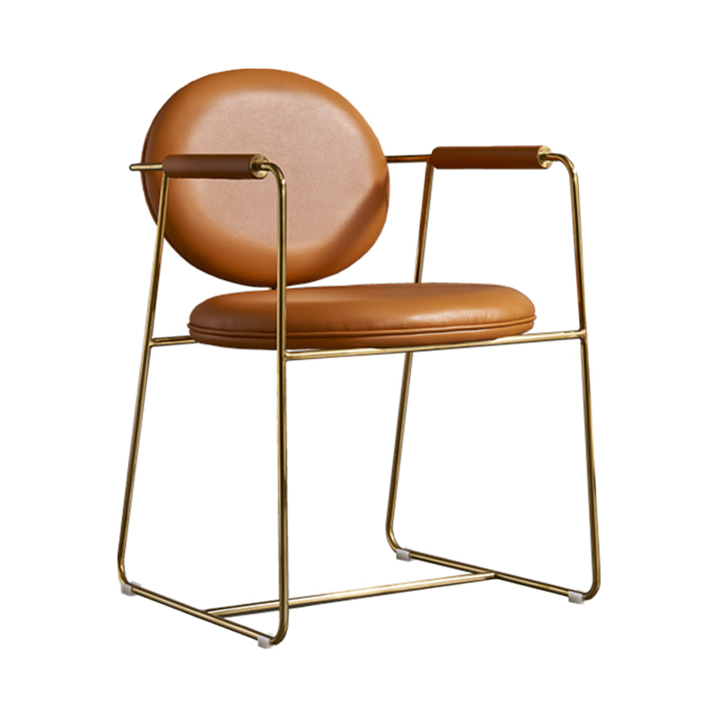 Modern Style Home Arm Chair Open Back Metal Upholstered Dining Room Chair Orange 1 Piece Clearhalo ' kitchen&dining_furn' 'Dining Chairs' 'Dining Tables & Seating' 'dining_chair' 'furn' 'furn_dining_chair' 'Furniture' 'furniture_dining_chair' 'Kitchen & Dining Furniture' 'kitchen' 4103985