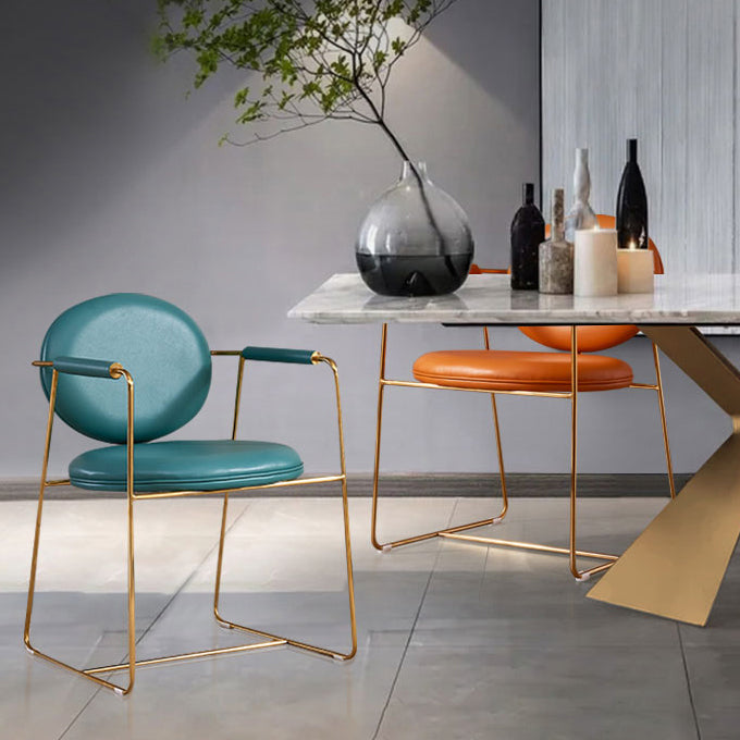 Modern Style Home Arm Chair Open Back Metal Upholstered Dining Room Chair Clearhalo ' kitchen&dining_furn' 'Dining Chairs' 'Dining Tables & Seating' 'dining_chair' 'furn' 'furn_dining_chair' 'Furniture' 'furniture_dining_chair' 'Kitchen & Dining Furniture' 'kitchen' 4103989