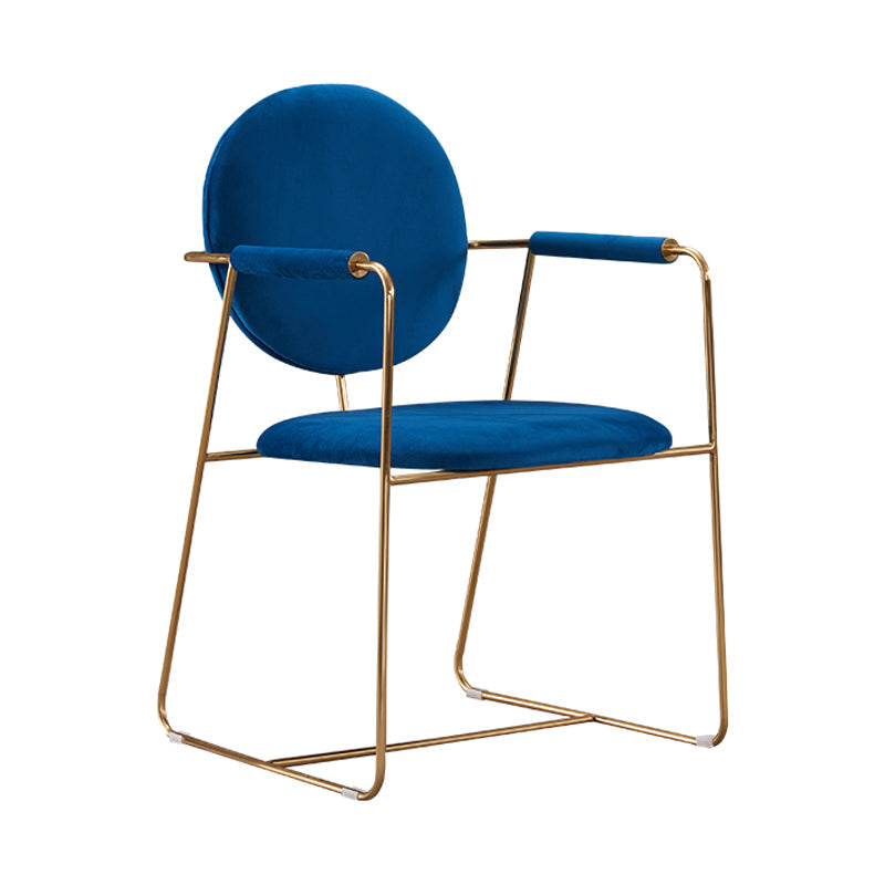 Modern Style Home Arm Chair Open Back Metal Upholstered Dining Room Chair Blue 1 Piece Clearhalo ' kitchen&dining_furn' 'Dining Chairs' 'Dining Tables & Seating' 'dining_chair' 'furn' 'furn_dining_chair' 'Furniture' 'furniture_dining_chair' 'Kitchen & Dining Furniture' 'kitchen' 4103990
