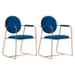 Modern Style Home Arm Chair Open Back Metal Upholstered Dining Room Chair Blue 2 Piece Set Clearhalo ' kitchen&dining_furn' 'Dining Chairs' 'Dining Tables & Seating' 'dining_chair' 'furn' 'furn_dining_chair' 'Furniture' 'furniture_dining_chair' 'Kitchen & Dining Furniture' 'kitchen' 4103991