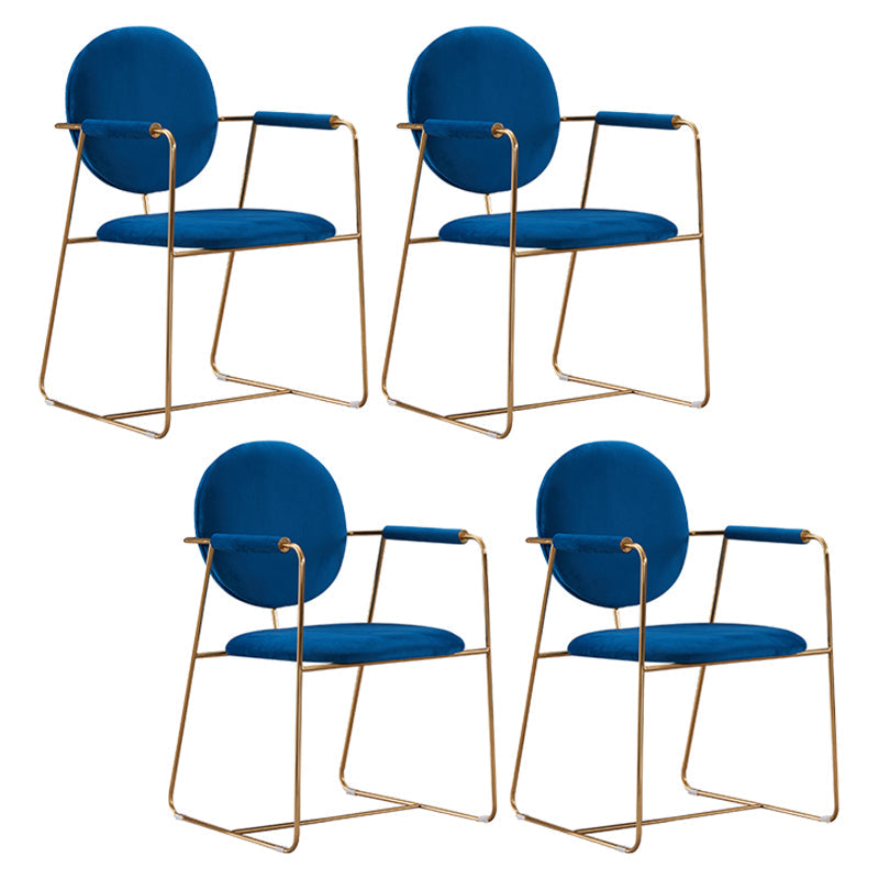 Modern Style Home Arm Chair Open Back Metal Upholstered Dining Room Chair Blue 4 Piece Set Clearhalo ' kitchen&dining_furn' 'Dining Chairs' 'Dining Tables & Seating' 'dining_chair' 'furn' 'furn_dining_chair' 'Furniture' 'furniture_dining_chair' 'Kitchen & Dining Furniture' 'kitchen' 4103992