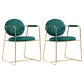 Modern Style Home Arm Chair Open Back Metal Upholstered Dining Room Chair Dark Green 2 Piece Set Clearhalo ' kitchen&dining_furn' 'Dining Chairs' 'Dining Tables & Seating' 'dining_chair' 'furn' 'furn_dining_chair' 'Furniture' 'furniture_dining_chair' 'Kitchen & Dining Furniture' 'kitchen' 4103994