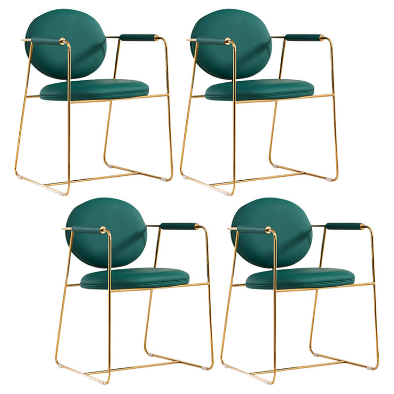 Modern Style Home Arm Chair Open Back Metal Upholstered Dining Room Chair Dark Green 4 Piece Set Clearhalo ' kitchen&dining_furn' 'Dining Chairs' 'Dining Tables & Seating' 'dining_chair' 'furn' 'furn_dining_chair' 'Furniture' 'furniture_dining_chair' 'Kitchen & Dining Furniture' 'kitchen' 4103995
