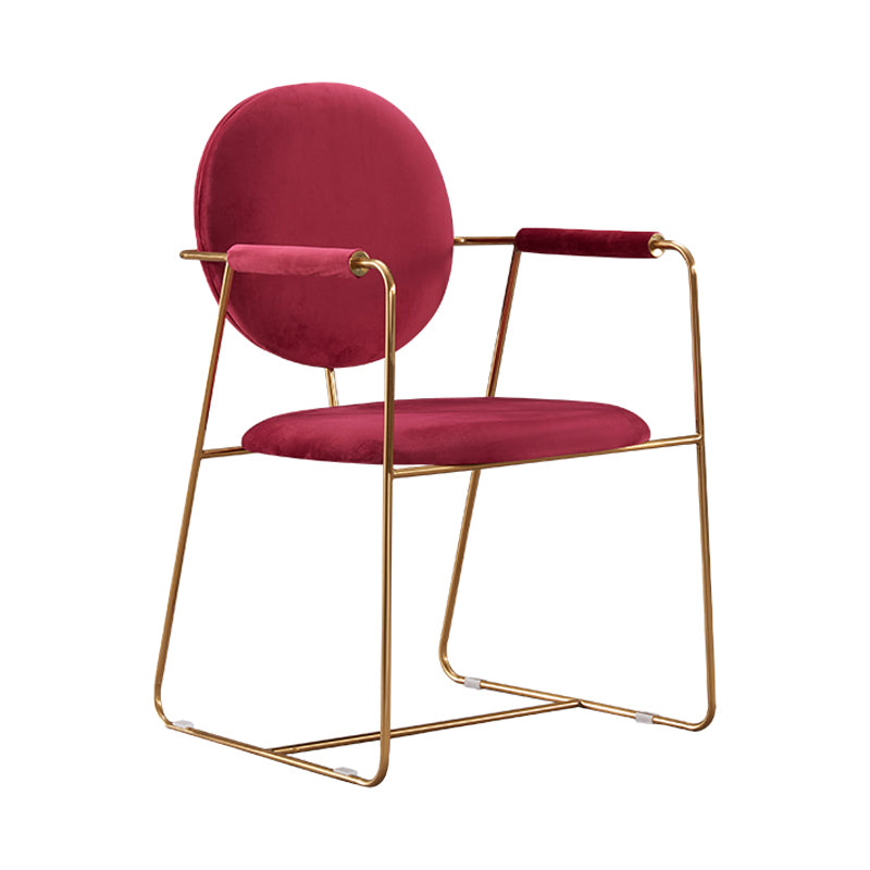 Modern Style Home Arm Chair Open Back Metal Upholstered Dining Room Chair Burgundy 1 Piece Clearhalo ' kitchen&dining_furn' 'Dining Chairs' 'Dining Tables & Seating' 'dining_chair' 'furn' 'furn_dining_chair' 'Furniture' 'furniture_dining_chair' 'Kitchen & Dining Furniture' 'kitchen' 4103996