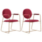 Modern Style Home Arm Chair Open Back Metal Upholstered Dining Room Chair Burgundy 2 Piece Set Clearhalo ' kitchen&dining_furn' 'Dining Chairs' 'Dining Tables & Seating' 'dining_chair' 'furn' 'furn_dining_chair' 'Furniture' 'furniture_dining_chair' 'Kitchen & Dining Furniture' 'kitchen' 4103997