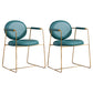 Modern Style Home Arm Chair Open Back Metal Upholstered Dining Room Chair Dark Navy 2 Piece Set Clearhalo ' kitchen&dining_furn' 'Dining Chairs' 'Dining Tables & Seating' 'dining_chair' 'furn' 'furn_dining_chair' 'Furniture' 'furniture_dining_chair' 'Kitchen & Dining Furniture' 'kitchen' 4104000