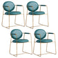 Modern Style Home Arm Chair Open Back Metal Upholstered Dining Room Chair Dark Navy 4 Piece Set Clearhalo ' kitchen&dining_furn' 'Dining Chairs' 'Dining Tables & Seating' 'dining_chair' 'furn' 'furn_dining_chair' 'Furniture' 'furniture_dining_chair' 'Kitchen & Dining Furniture' 'kitchen' 4104001