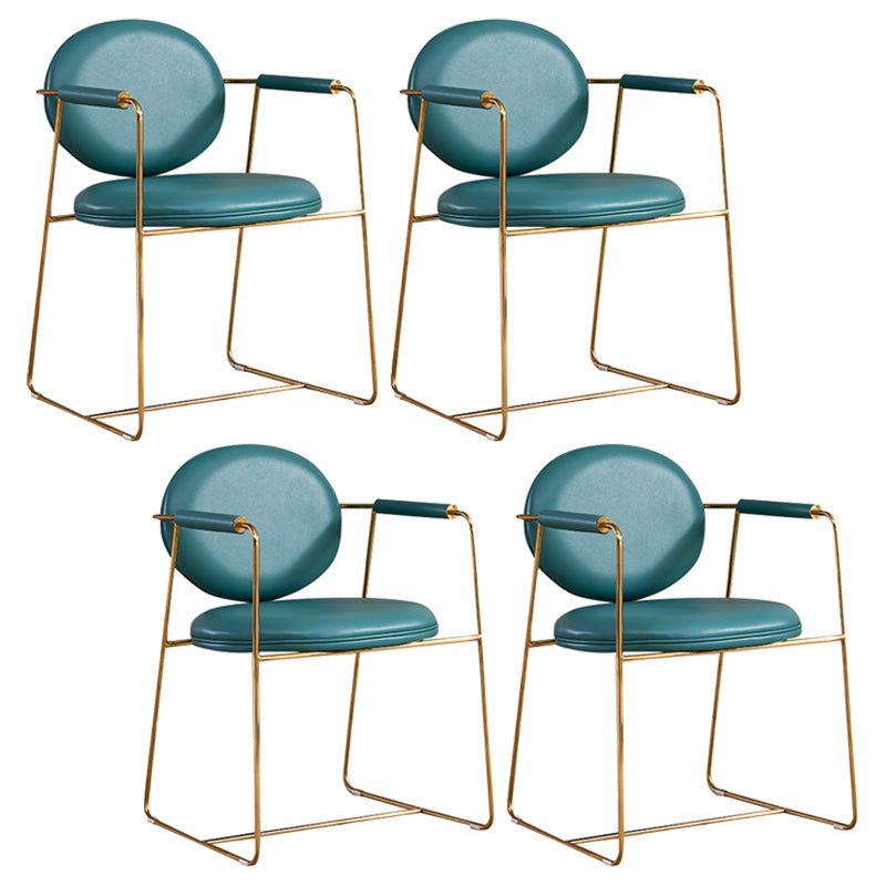 Modern Style Home Arm Chair Open Back Metal Upholstered Dining Room Chair Dark Navy 4 Piece Set Clearhalo ' kitchen&dining_furn' 'Dining Chairs' 'Dining Tables & Seating' 'dining_chair' 'furn' 'furn_dining_chair' 'Furniture' 'furniture_dining_chair' 'Kitchen & Dining Furniture' 'kitchen' 4104001