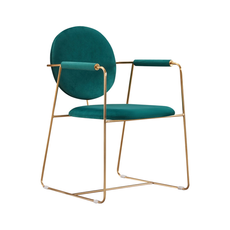 Modern Style Home Arm Chair Open Back Metal Upholstered Dining Room Chair Blackish Green 1 Piece Clearhalo ' kitchen&dining_furn' 'Dining Chairs' 'Dining Tables & Seating' 'dining_chair' 'furn' 'furn_dining_chair' 'Furniture' 'furniture_dining_chair' 'Kitchen & Dining Furniture' 'kitchen' 4104002