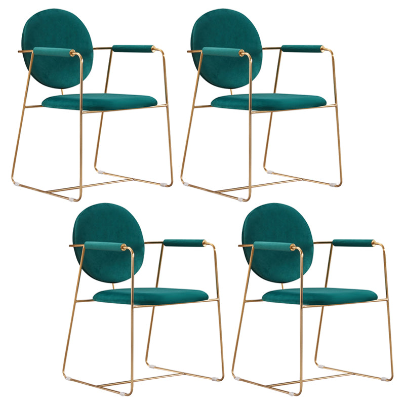 Modern Style Home Arm Chair Open Back Metal Upholstered Dining Room Chair Blackish Green 4 Piece Set Clearhalo ' kitchen&dining_furn' 'Dining Chairs' 'Dining Tables & Seating' 'dining_chair' 'furn' 'furn_dining_chair' 'Furniture' 'furniture_dining_chair' 'Kitchen & Dining Furniture' 'kitchen' 4104004