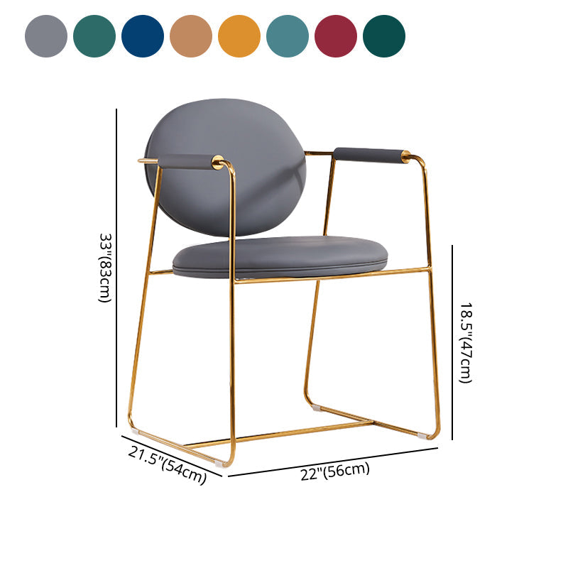 Modern Style Home Arm Chair Open Back Metal Upholstered Dining Room Chair Clearhalo ' kitchen&dining_furn' 'Dining Chairs' 'Dining Tables & Seating' 'dining_chair' 'furn' 'furn_dining_chair' 'Furniture' 'furniture_dining_chair' 'Kitchen & Dining Furniture' 'kitchen' 4104005