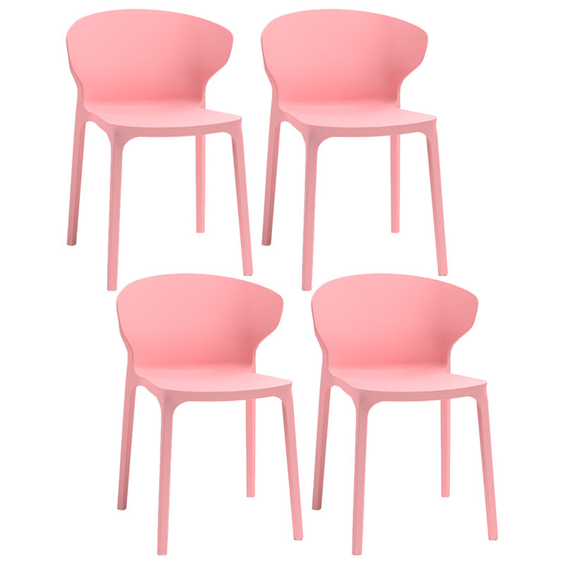 Nordic Glam Style Kitchen Dining Chairs Dining Stackable Armless Side Chairs Pink 4 Piece Set Clearhalo ' kitchen&dining_furn' 'Dining Chairs' 'Dining Tables & Seating' 'dining_chair' 'furn' 'furn_dining_chair' 'Furniture' 'furniture_dining_chair' 'Kitchen & Dining Furniture' 'kitchen' 4104032