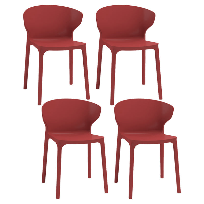 Nordic Glam Style Kitchen Dining Chairs Dining Stackable Armless Side Chairs Burgundy 4 Piece Set Clearhalo ' kitchen&dining_furn' 'Dining Chairs' 'Dining Tables & Seating' 'dining_chair' 'furn' 'furn_dining_chair' 'Furniture' 'furniture_dining_chair' 'Kitchen & Dining Furniture' 'kitchen' 4104041