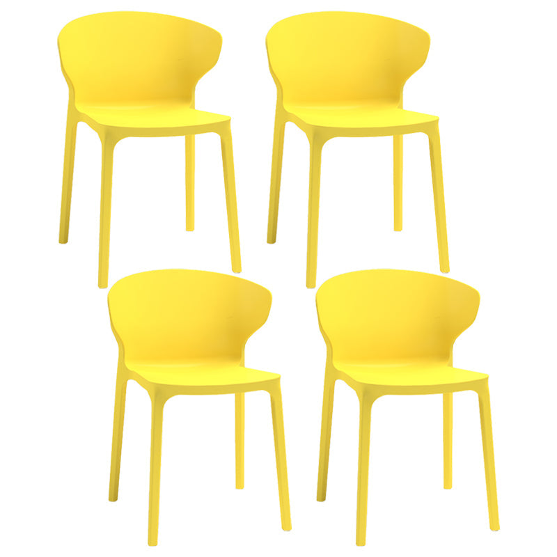 Nordic Glam Style Kitchen Dining Chairs Dining Stackable Armless Side Chairs Lemon Yellow 4 Piece Set Clearhalo ' kitchen&dining_furn' 'Dining Chairs' 'Dining Tables & Seating' 'dining_chair' 'furn' 'furn_dining_chair' 'Furniture' 'furniture_dining_chair' 'Kitchen & Dining Furniture' 'kitchen' 4104044