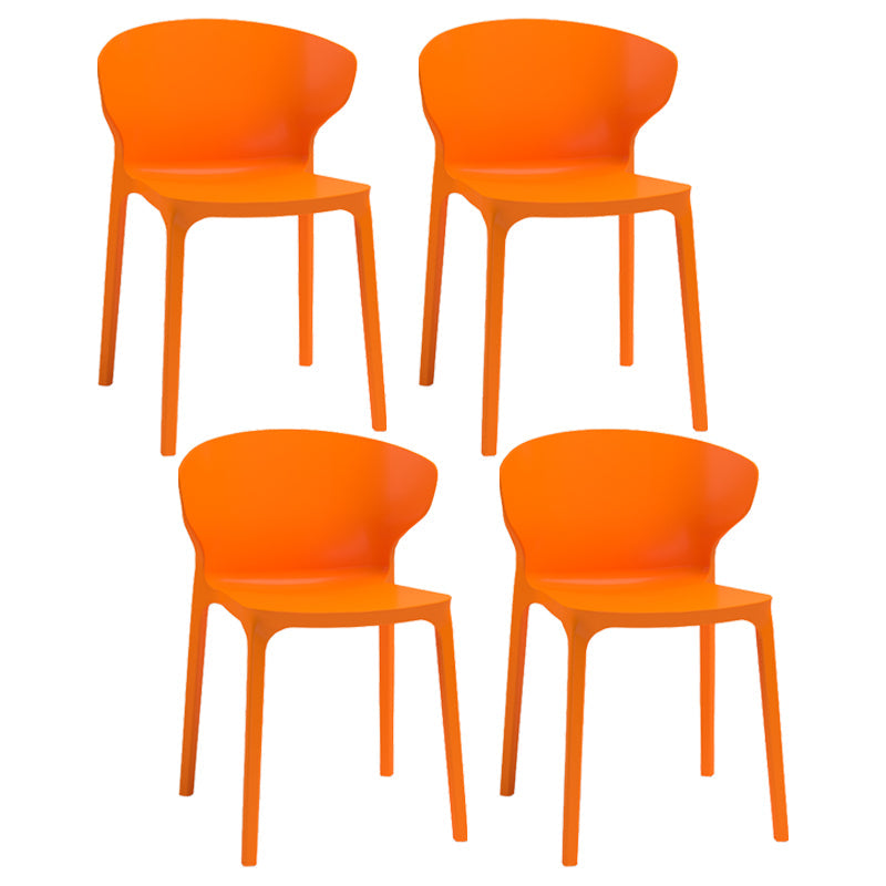 Nordic Glam Style Kitchen Dining Chairs Dining Stackable Armless Side Chairs Orange 4 Piece Set Clearhalo ' kitchen&dining_furn' 'Dining Chairs' 'Dining Tables & Seating' 'dining_chair' 'furn' 'furn_dining_chair' 'Furniture' 'furniture_dining_chair' 'Kitchen & Dining Furniture' 'kitchen' 4104056