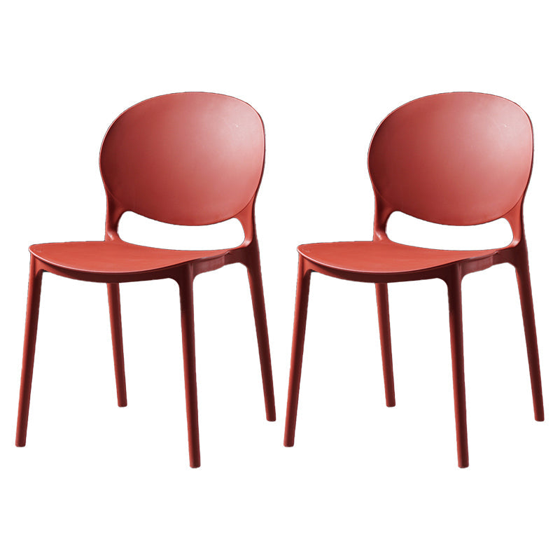 Nordic Style Plastic Dining Chairs Dining Armless Side Chair for Kitchen (Set of 2) Red Clearhalo ' kitchen&dining_furn' 'Dining Chairs' 'Dining Tables & Seating' 'dining_chair' 'furn' 'furn_dining_chair' 'Furniture' 'furniture_dining_chair' 'Kitchen & Dining Furniture' 'kitchen' 4104064