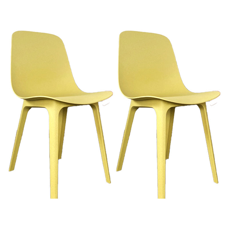 Contemporary Style Kitchen Dining Chairs Dining Armless Side Chair with Plastic Legs Yellow 2 Piece Set Clearhalo ' kitchen&dining_furn' 'Dining Chairs' 'Dining Tables & Seating' 'dining_chair' 'furn' 'furn_dining_chair' 'Furniture' 'furniture_dining_chair' 'Kitchen & Dining Furniture' 'kitchen' 4104076
