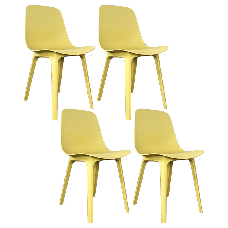 Contemporary Style Kitchen Dining Chairs Dining Armless Side Chair with Plastic Legs Yellow 4 Piece Set Clearhalo ' kitchen&dining_furn' 'Dining Chairs' 'Dining Tables & Seating' 'dining_chair' 'furn' 'furn_dining_chair' 'Furniture' 'furniture_dining_chair' 'Kitchen & Dining Furniture' 'kitchen' 4104077