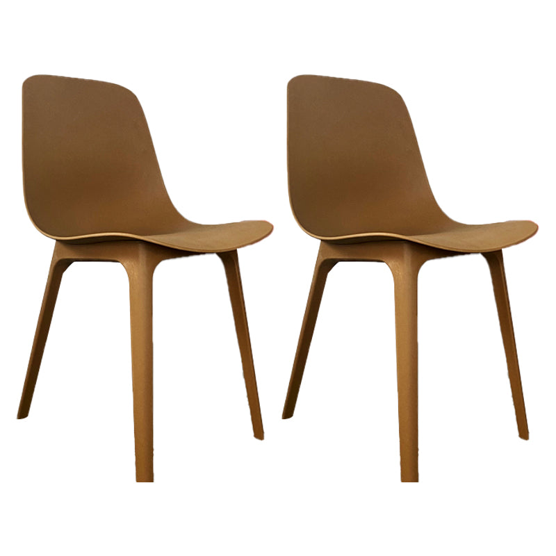 Contemporary Style Kitchen Dining Chairs Dining Armless Side Chair with Plastic Legs Coffee 2 Piece Set Clearhalo ' kitchen&dining_furn' 'Dining Chairs' 'Dining Tables & Seating' 'dining_chair' 'furn' 'furn_dining_chair' 'Furniture' 'furniture_dining_chair' 'Kitchen & Dining Furniture' 'kitchen' 4104082