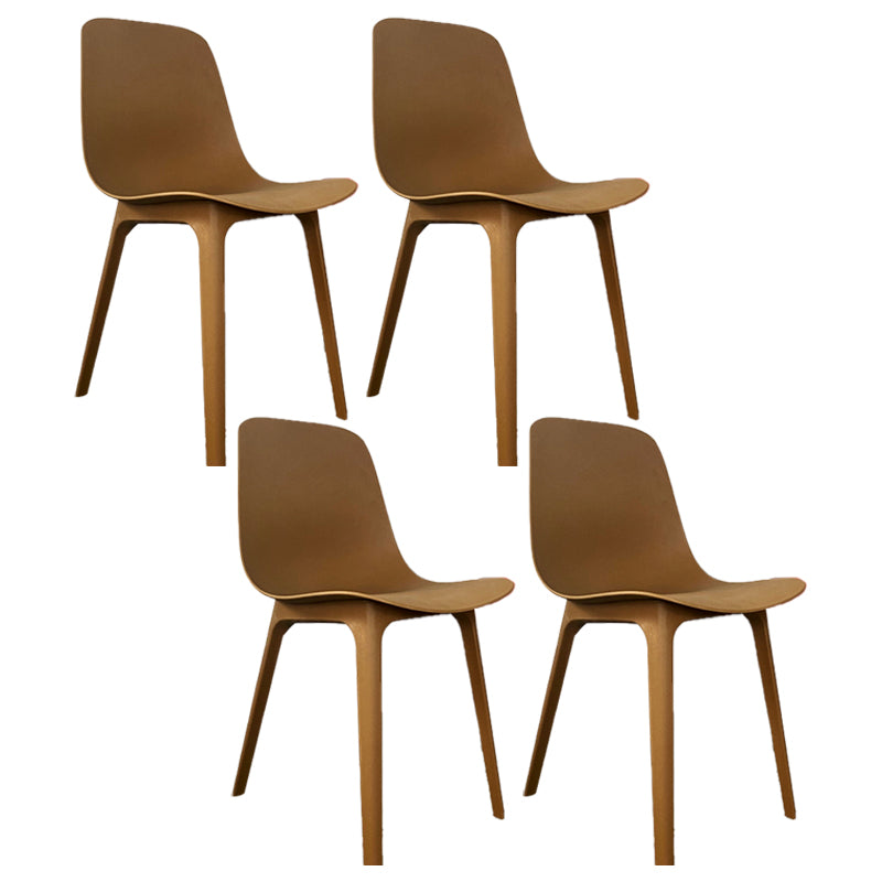 Contemporary Style Kitchen Dining Chairs Dining Armless Side Chair with Plastic Legs Coffee 4 Piece Set Clearhalo ' kitchen&dining_furn' 'Dining Chairs' 'Dining Tables & Seating' 'dining_chair' 'furn' 'furn_dining_chair' 'Furniture' 'furniture_dining_chair' 'Kitchen & Dining Furniture' 'kitchen' 4104084