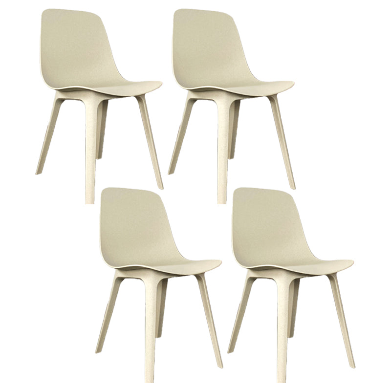 Contemporary Style Kitchen Dining Chairs Dining Armless Side Chair with Plastic Legs Off-White 4 Piece Set Clearhalo ' kitchen&dining_furn' 'Dining Chairs' 'Dining Tables & Seating' 'dining_chair' 'furn' 'furn_dining_chair' 'Furniture' 'furniture_dining_chair' 'Kitchen & Dining Furniture' 'kitchen' 4104094