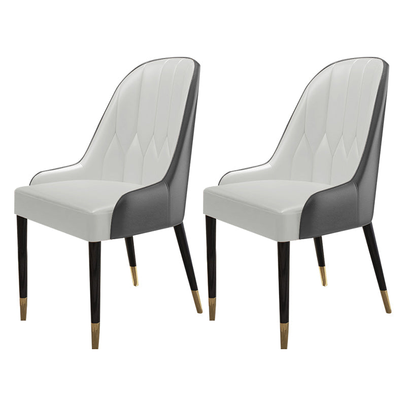 Scandinavian Style Wood Dining Chair Dining Room Armless Parsons Chair (Set of 2) White-Gray Clearhalo ' kitchen&dining_furn' 'Dining Chairs' 'Dining Tables & Seating' 'dining_chair' 'furn' 'furn_dining_chair' 'Furniture' 'furniture_dining_chair' 'Kitchen & Dining Furniture' 'kitchen' 4104107